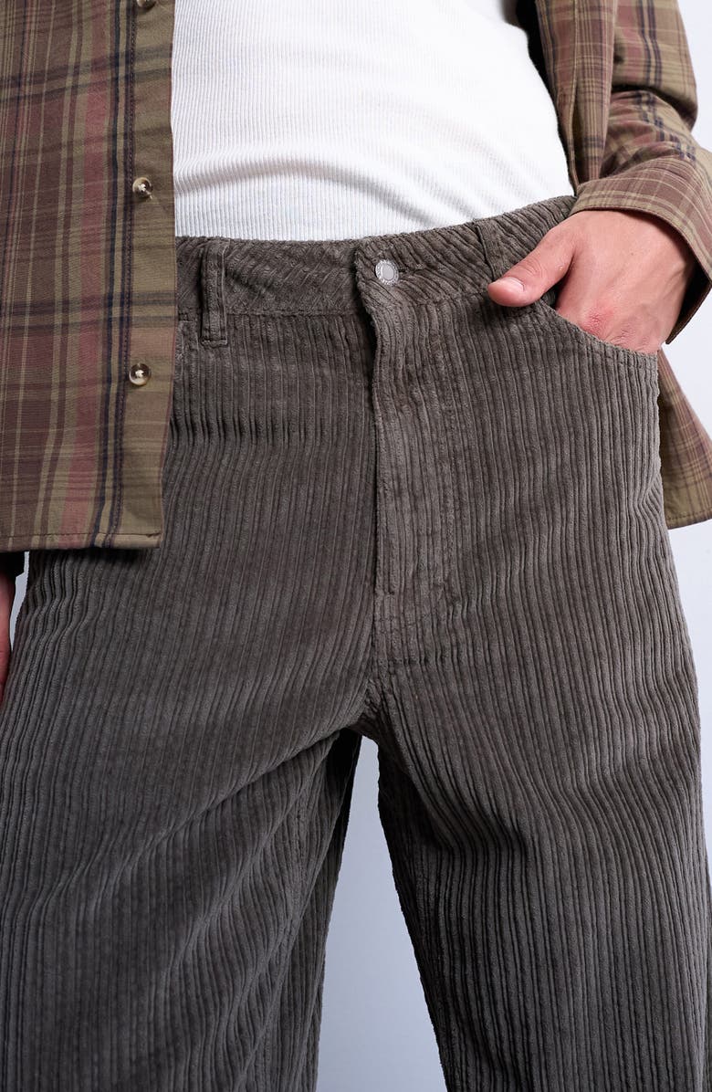 Topman Baggy Five-Pocket Wide Wale Corduroy Pants, Alternate, color, Khaki