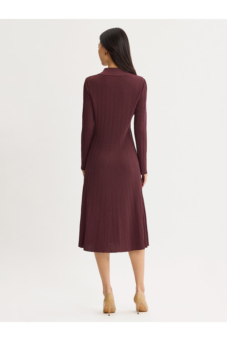Fit & Flare Soft Ribbed Knit Midi Dress, Alternate, color, Mahogany