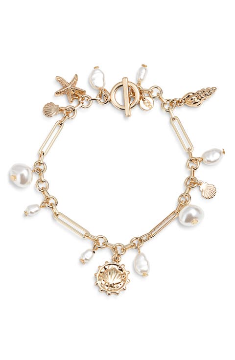 Faux Pearl Sea Charm Bracelet