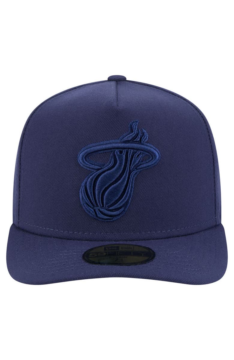 New Era Men's New Era  Navy Miami Heat Colorpack A-Frame Pinch Front 59FIFTY Fitted Hat, Alternate, color, Navy