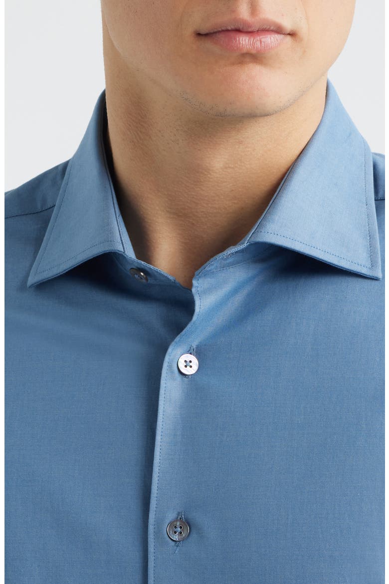 Bassano Tailored Fit Solid Stretch Cotton Twill Dress Shirt, Alternate, color, BLUE
