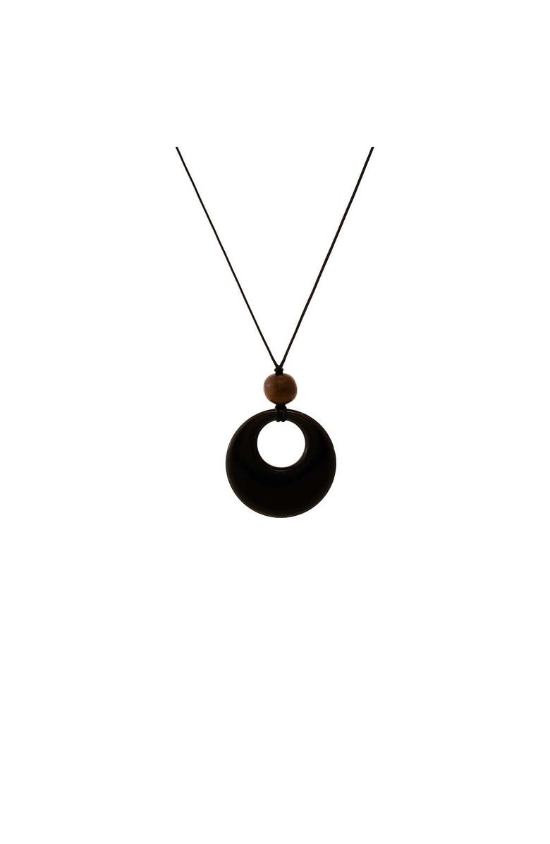 BY ADINA EDEN Circle Pendant Cord Necklace, Main, color, Black