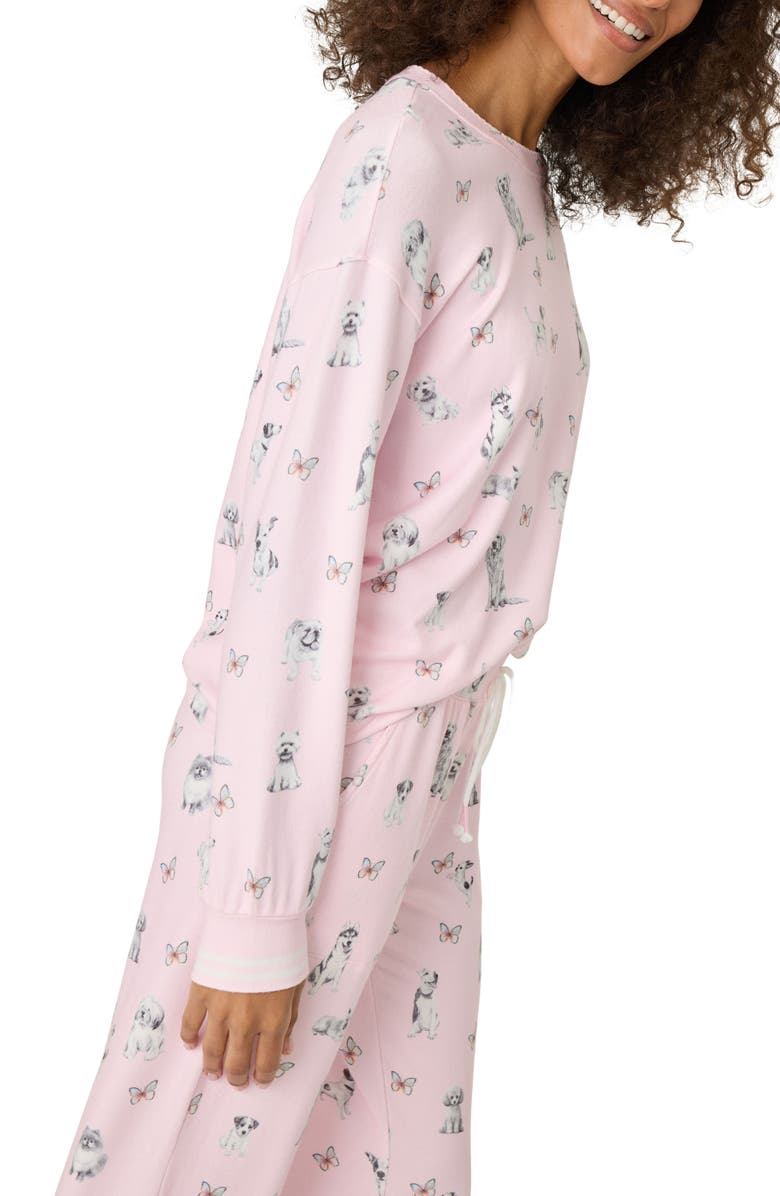 PJ Salvage Butterfly Long Sleeve Pajama Top, Alternate, color, Pink Tint