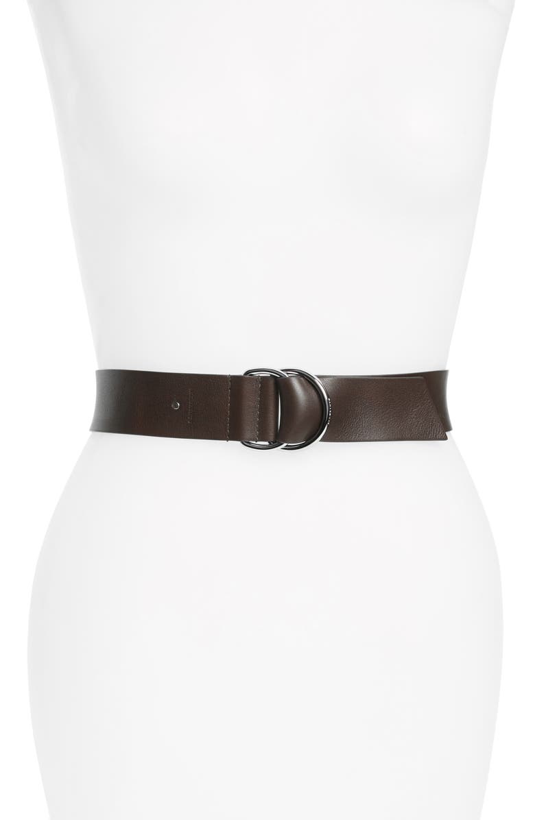 AllSaints Leather D-Ring Belt, Main, color, 