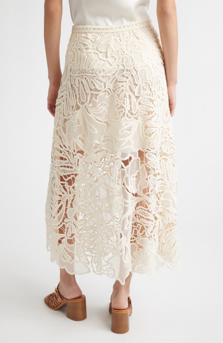 Ulla Johnson Gallina Corded Lace Midi Skirt, Alternate, color, Chalk
