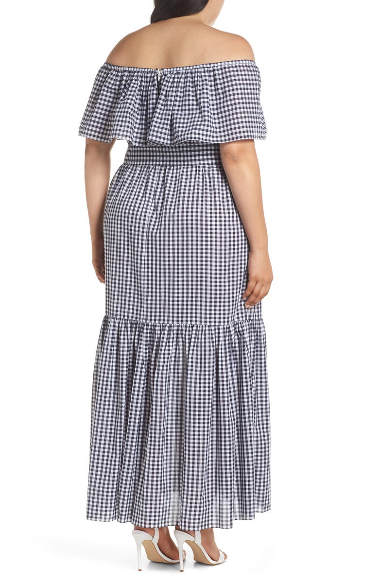 Chelsea28 Off the Shoulder Gingham Maxi Dress, Alternate, color,