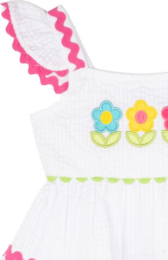 Flutter Sleeve Seersucker Dress & Bloomers Set