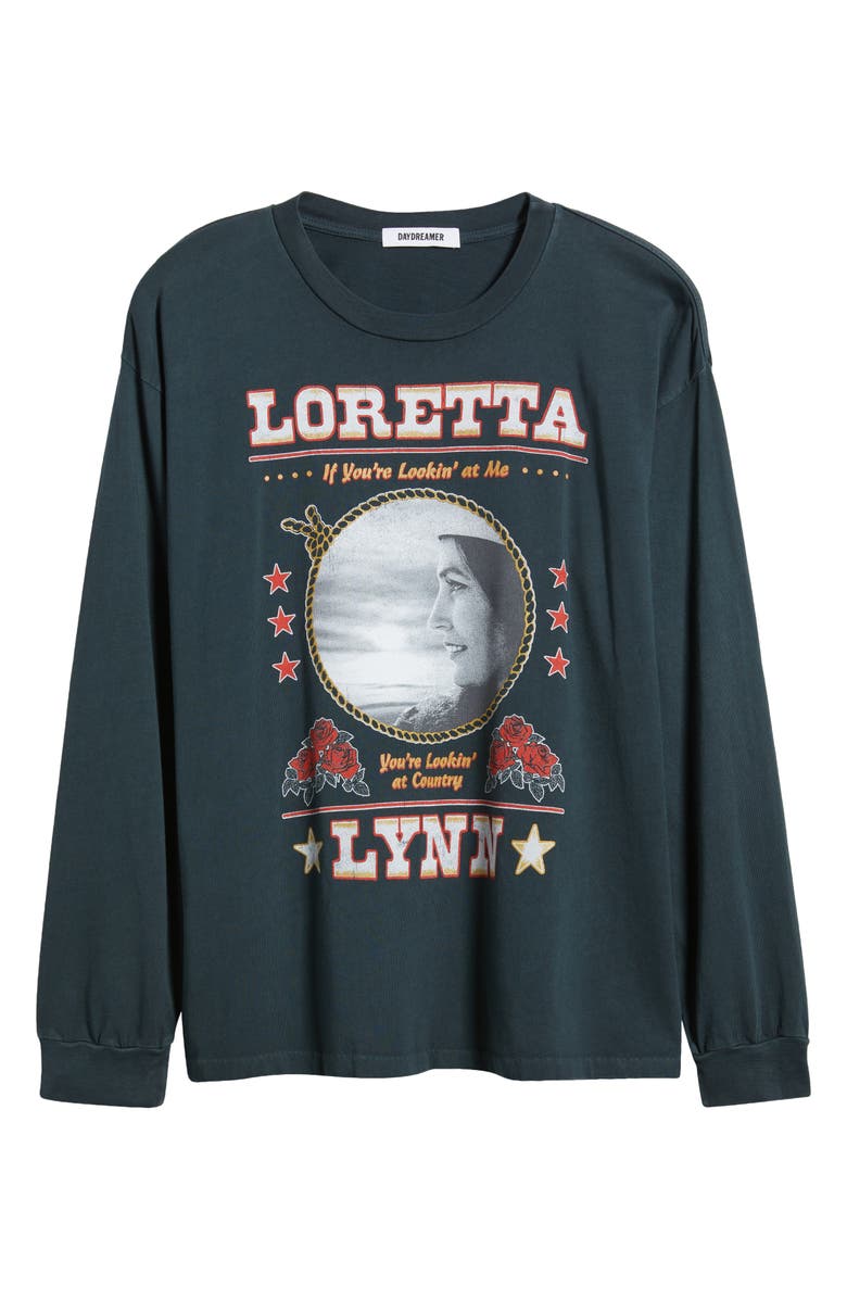 Daydreamer Loretta Lynn Lookin' Long Sleeve Cotton Graphic T-Shirt, Alternate, color, Vintage Black