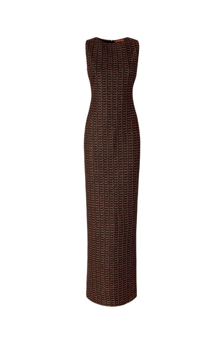Missoni Long Sleeveless Dress In Lamé Viscose With Lace Motif, Alternate, color, 