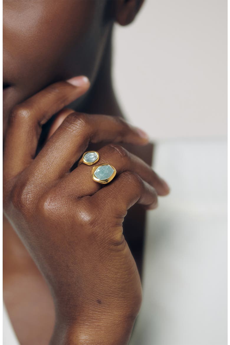 Odyssey Aquamarine Open Ring, Alternate, color, 18CT GOLD VERMEIL / AQUAMARINE