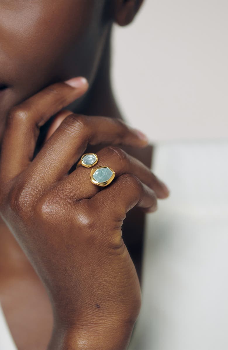 Monica Vinader Odyssey Aquamarine Open Ring, Alternate, color, 18Ct Gold Vermeil / Aquamarine