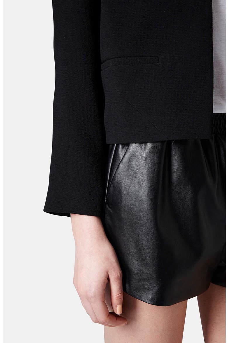 'Cara' Open Front Crepe Jacket, Alternate, color, BLACK