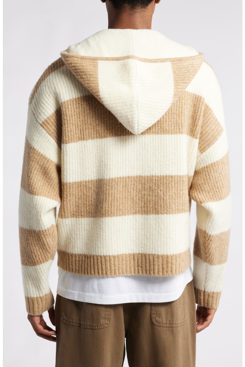 Stripe Zip Sweater Hoodie, Alternate, color, BROWN STRIPE