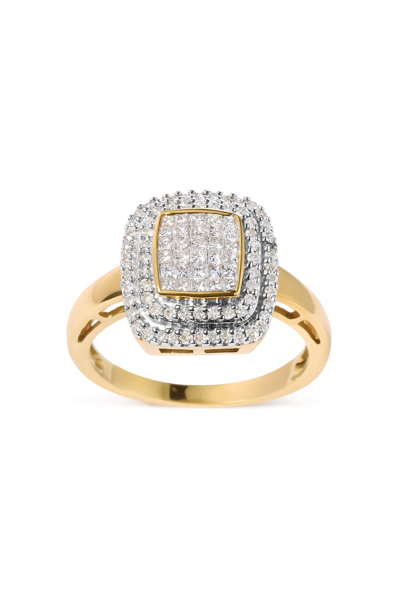 10K Yellow Gold 1/2 cttw Diamond Composite Head and Halo Ring, Main, color, Yellow