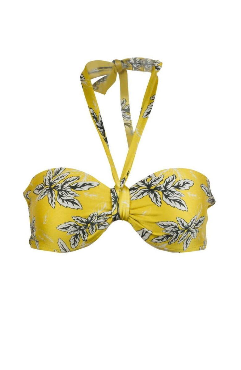 Sauipe Bianca Strapless Bandeau Bikini Top, Alternate, color, Yellow Floral