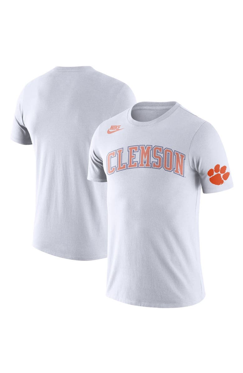 Nike Men's Nike White Clemson Tigers Basketball Retro 2-Hit T-Shirt, Main, color, 