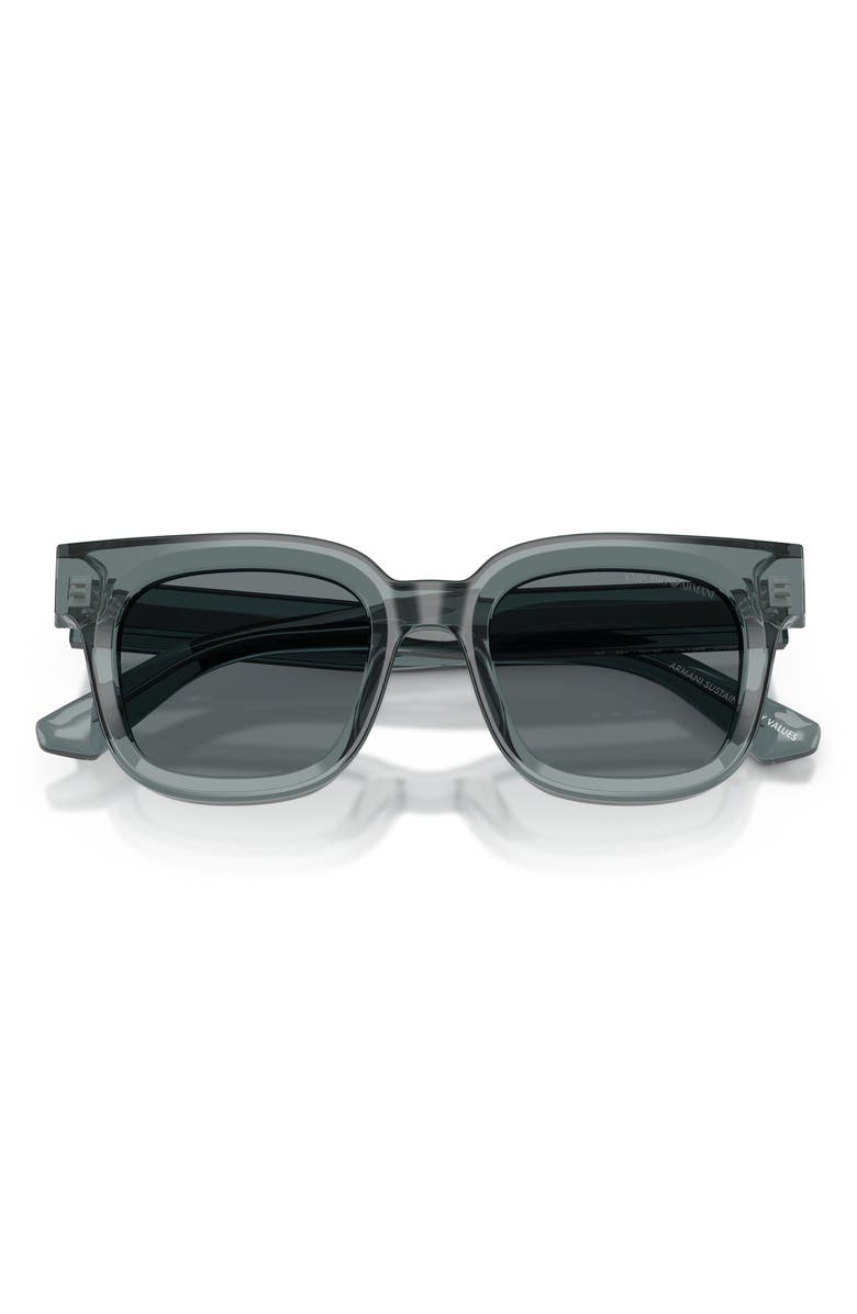 Emporio Armani 49mm Irregular Sunglasses, Alternate, color, Transparent Grey / Dark Blue