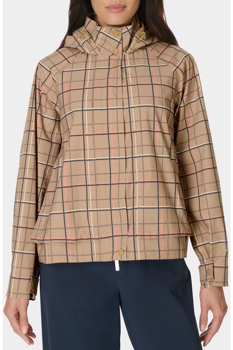 Motion Waterproof Parka, Main, color, BEIGE HOUNDS CHECK PRINT