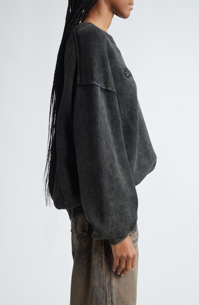 Alexander Wang Debossed Logo Oversize Crewneck Sweater, Alternate, color,
