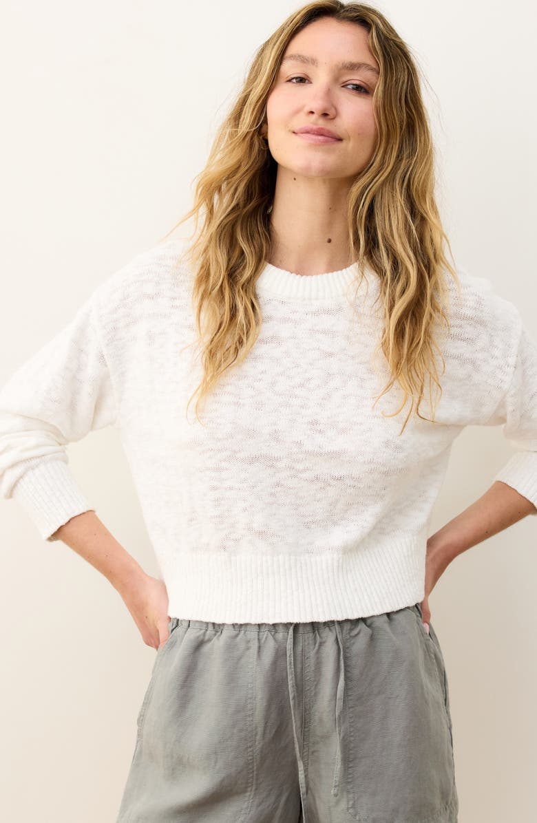 Marine Layer Seabreeze Crewneck Slubbed Cotton Sweater, Alternate, color, Cream