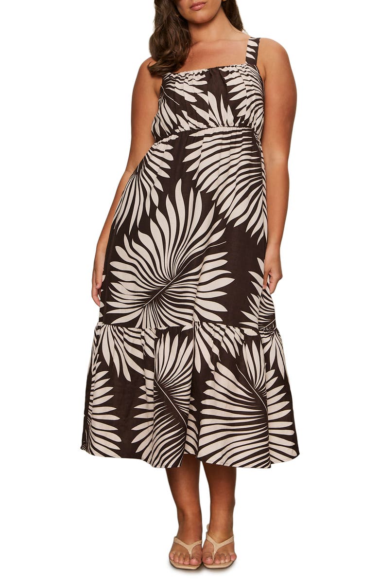 Sanctuary Palm Print Linen Blend Dress, Main, color, Mesa Palm