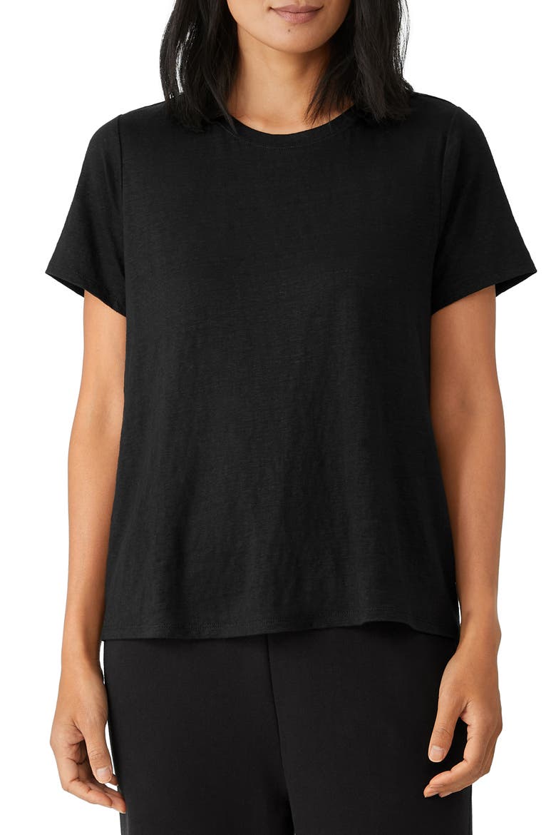 Organic Linen Crewneck T-Shirt, Main, color, BLACK