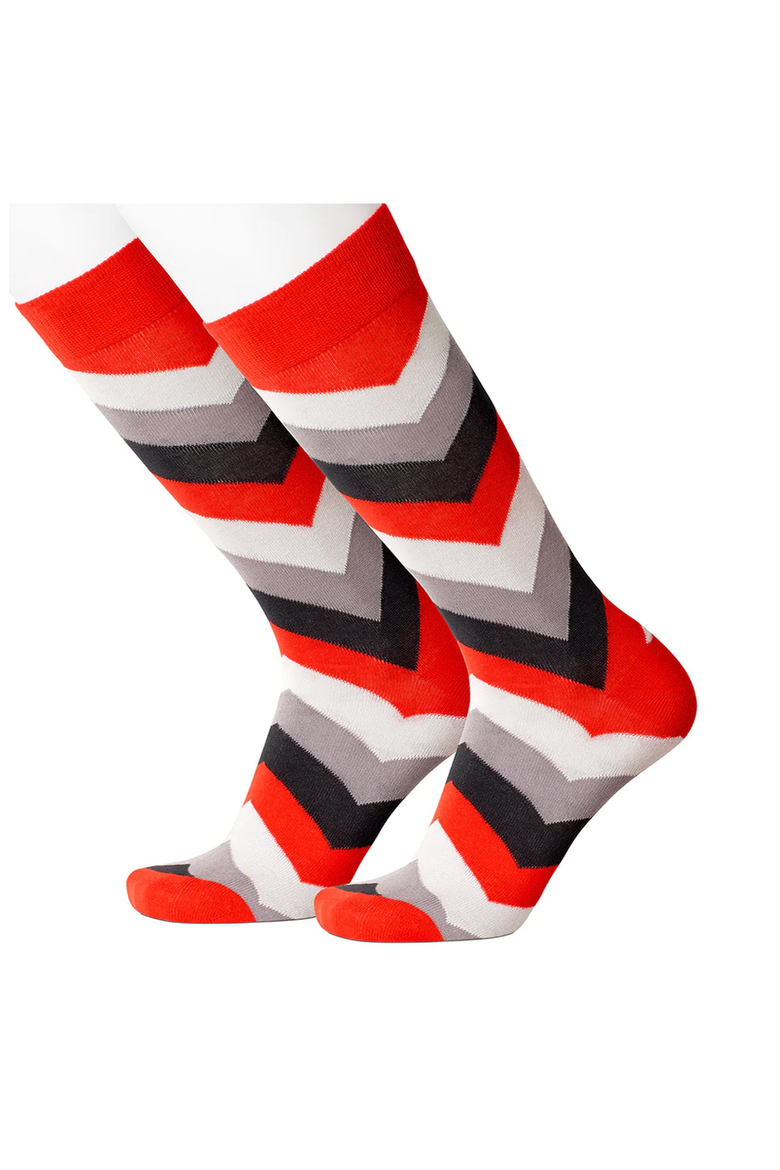 Chevron Men's Socks, Main, color, Chevron Red / Stripes