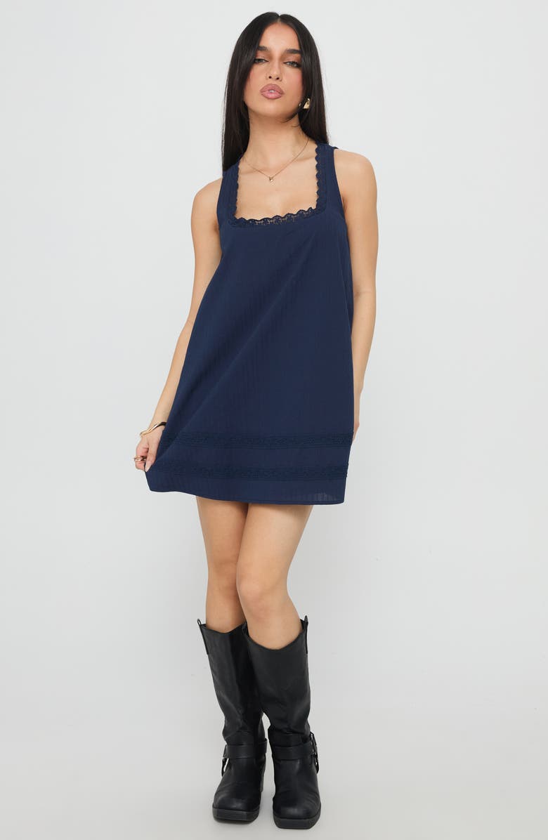 Princess Polly Alanah Sleeveless Recycled Cotton Minidress, Alternate, color, Navy