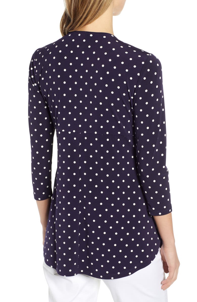 Chaus Zipper Dot Top, Alternate, color, Evening Navy