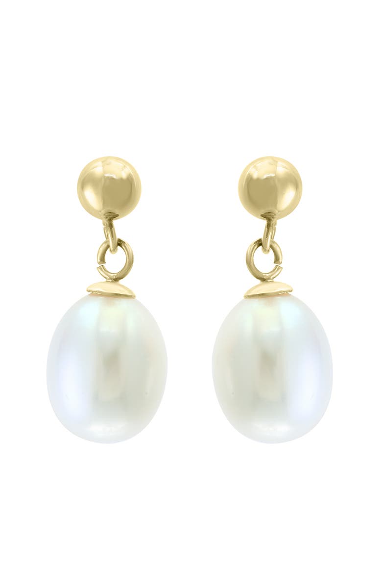 14K Yellow Gold ,Fresh Water Pearl Earrings, Main, color, Hematite and FW Blush Pearl