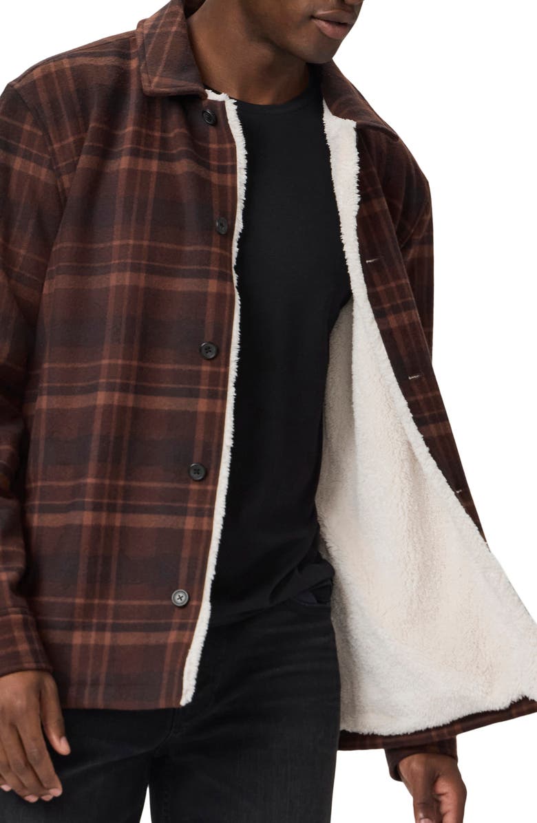 PAIGE Rangel Fleece Lined Plaid Flannel Jacket, Alternate, color, Brown Garnet