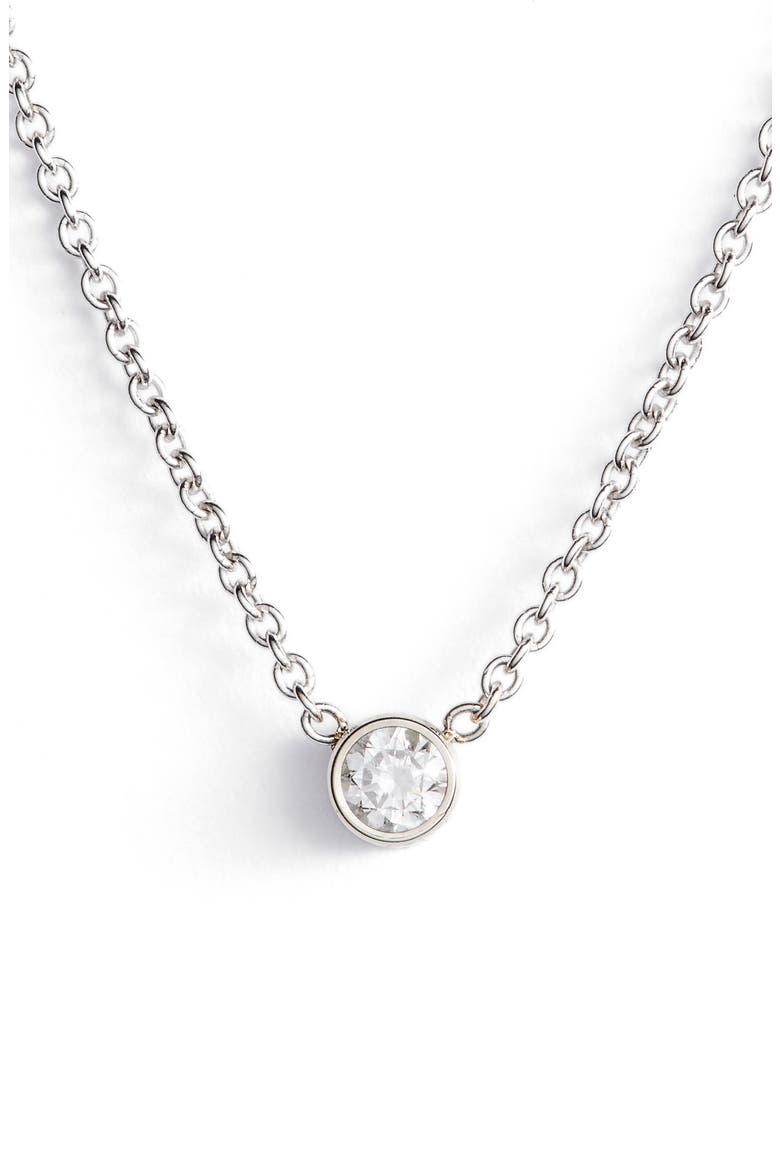 Diamond Bezel Pendant Necklace, Main, color, WHITE GOLD