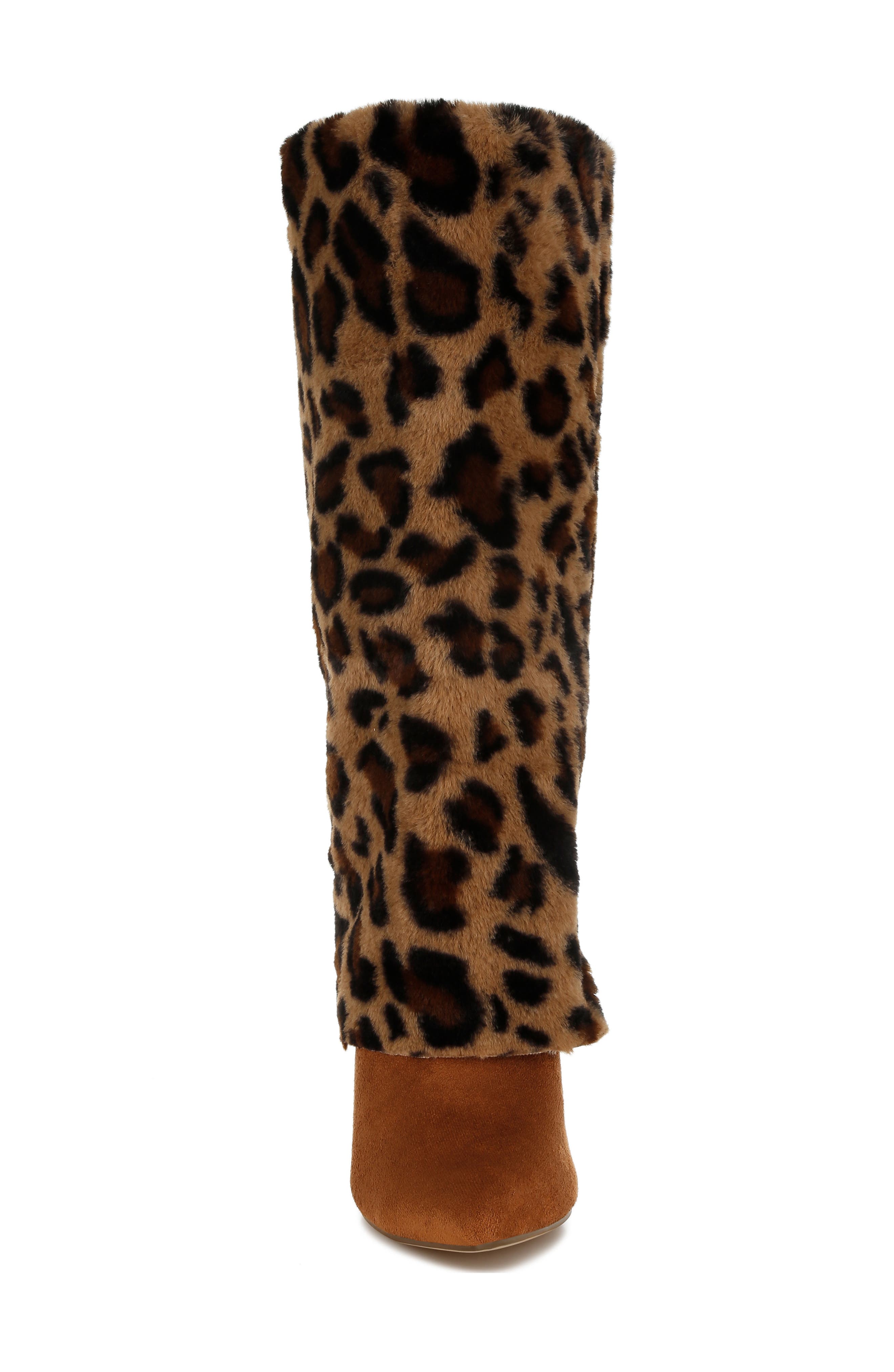Everglade Faux Calf Hair Knee High Boot, Alternate, color, LEOPARD
