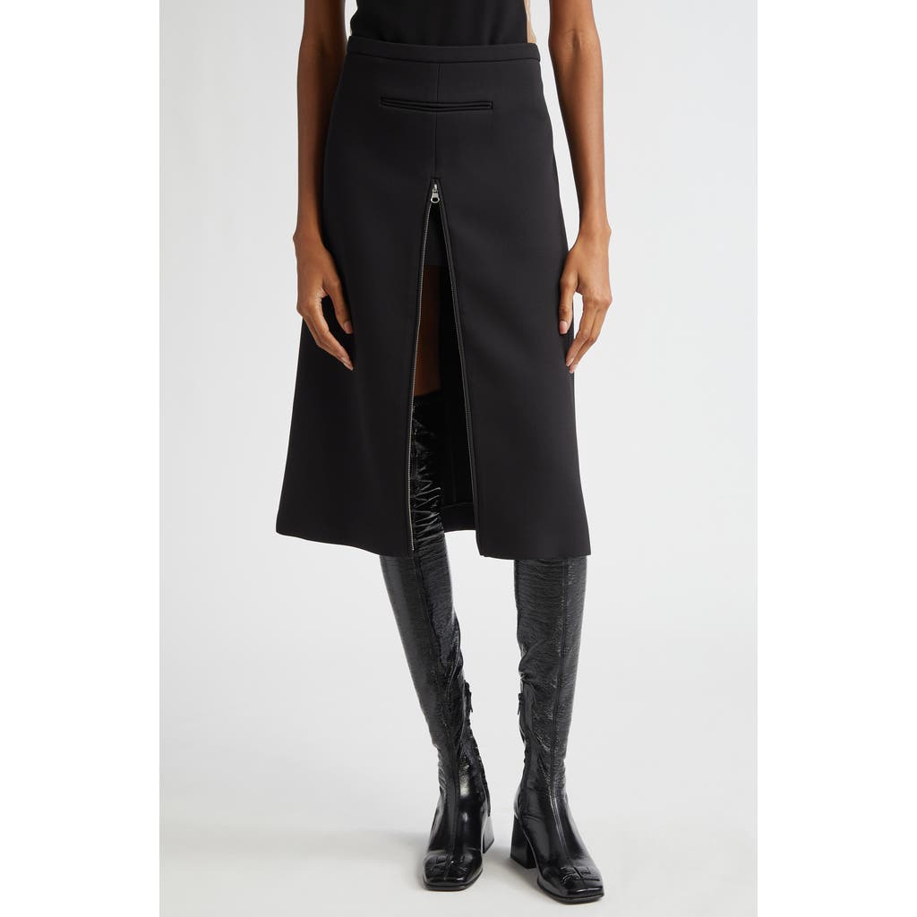 Courrèges Midi Twill Skirt With Zipper In Black