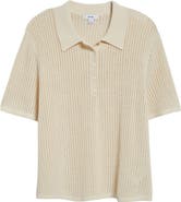 Reiss Evi Open Stitch Cotton & Linen Blend Polo
