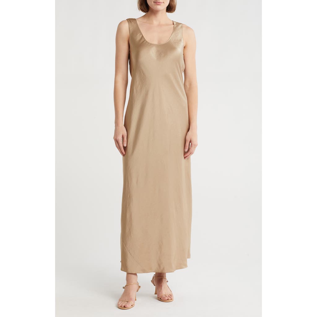 Theory Sleeveless Cowl Back Maxi Slipdress In Neutral