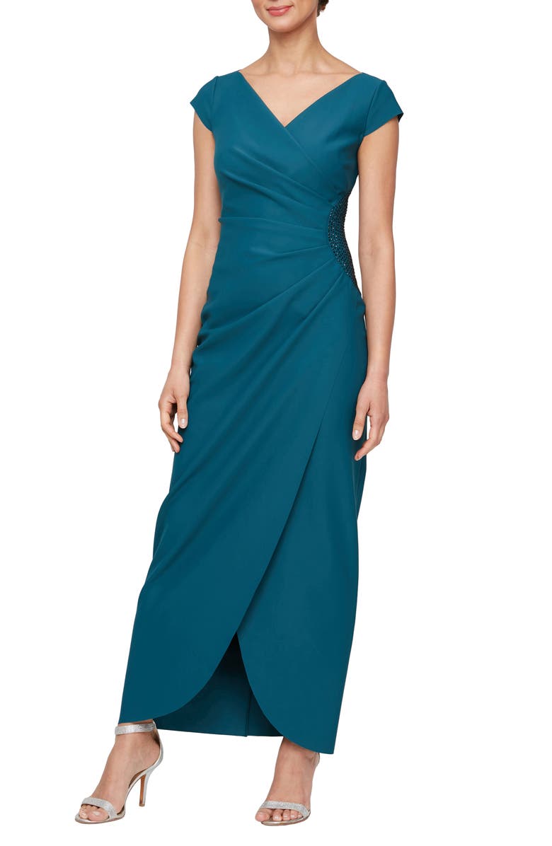 Alex Evenings Contour Collection Embellished Jersey Column Formal Gown, Main, color, 