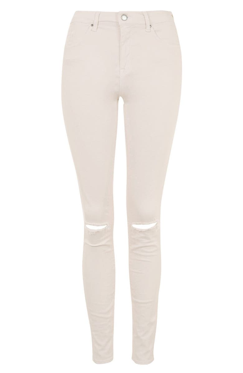 Topshop Moto 'Leigh' Ripped Mid Rise Skinny Jeans, Alternate, color, 
