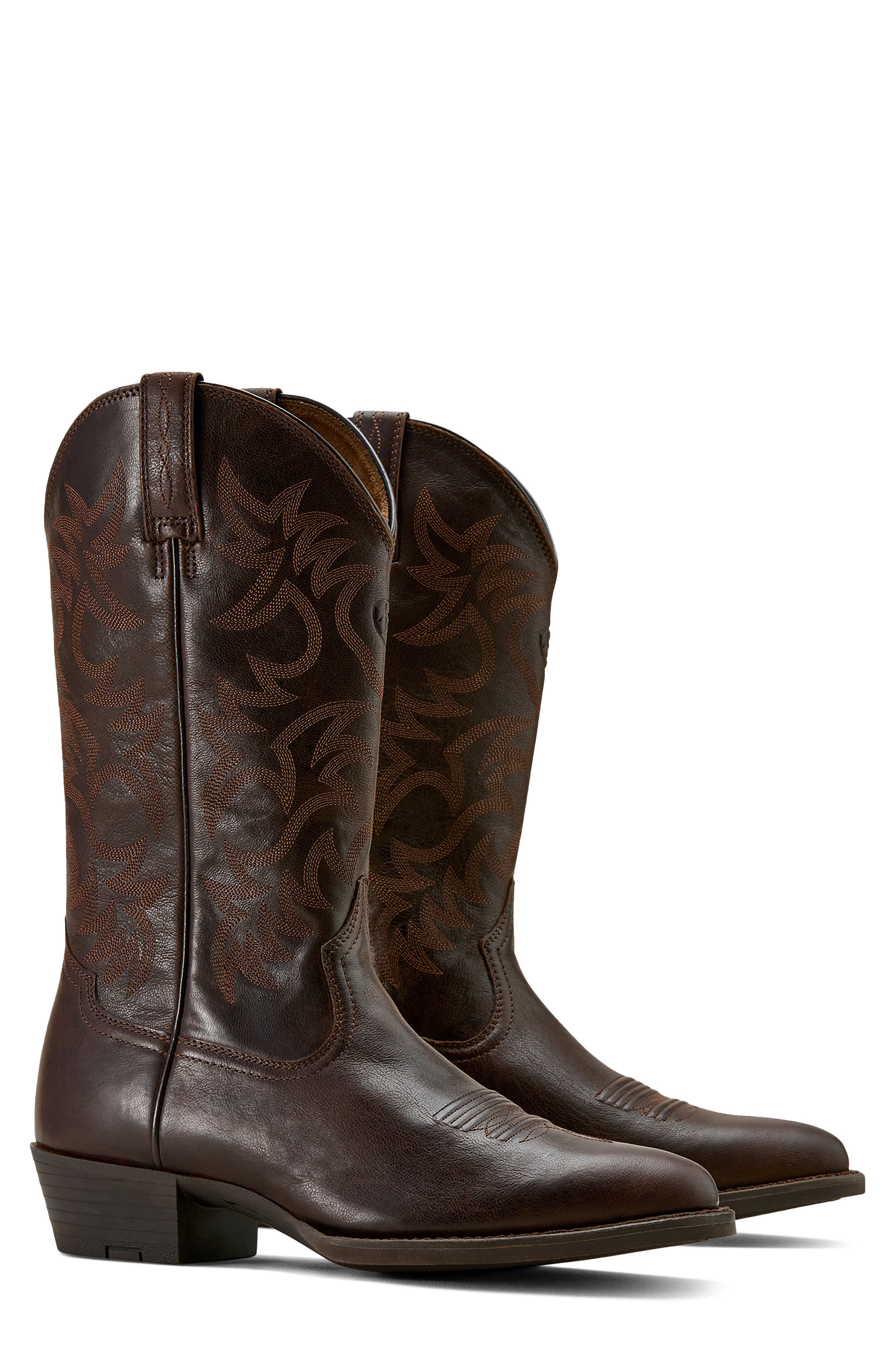Heritage R Toe Western Boot, Alternate, color, BURNISHED CHOCOLATE