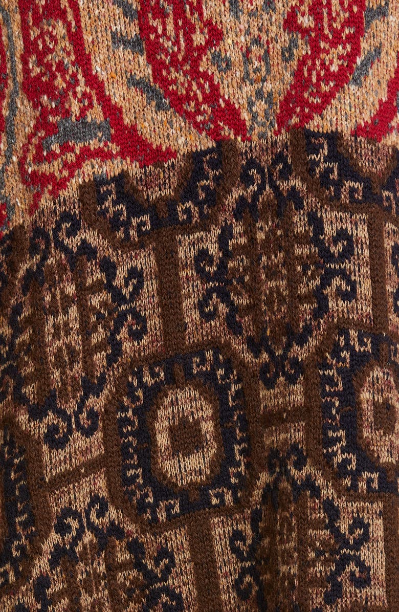 Etro Fringe Wool & Alpaca Blend Jacquard Blanket Cape, Alternate, color, 