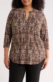 AK ANNE KLEIN Split Neck Tunic