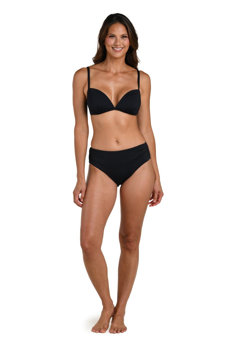 Deep Plunge Bikini Top, Alternate, color, BLACK