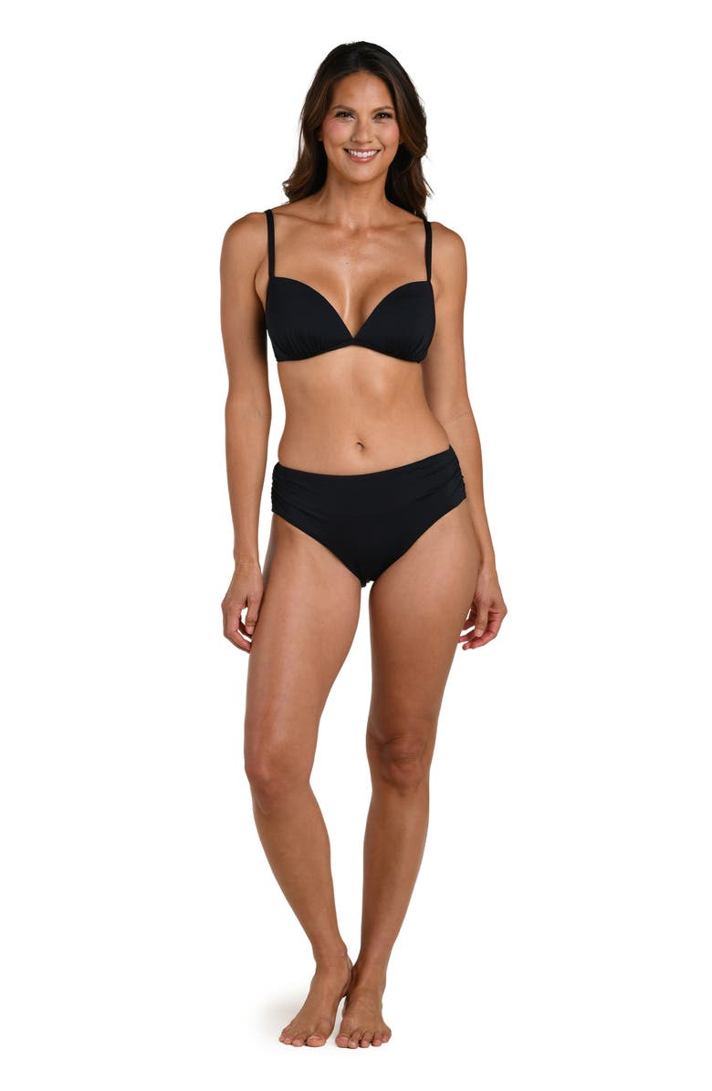 La Blanca Deep Plunge Bikini Top, Alternate, color, Black