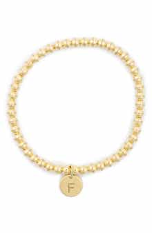 Initial Charm Ball Stretch Bracelet