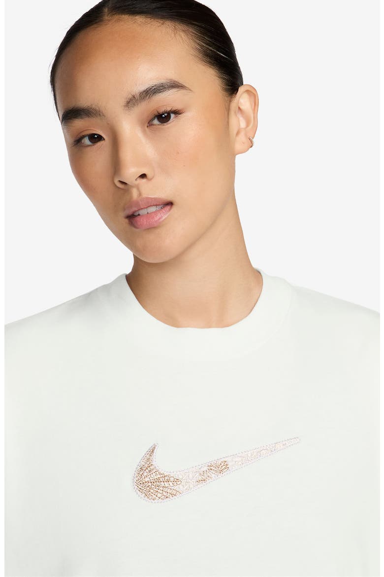 Oversize Luxe Swoosh Appliqué Cotton T-Shirt, Alternate, color, SUMMIT WHITE