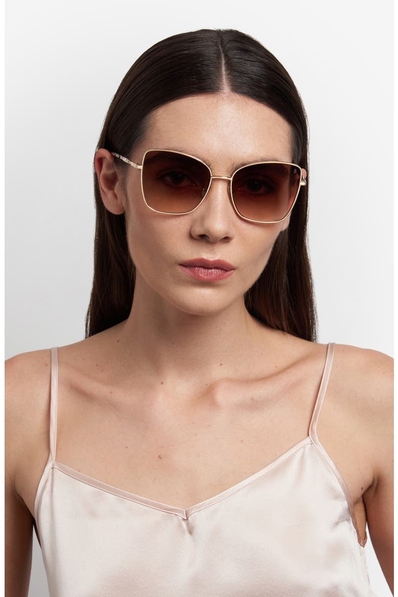 58mm Gradient Butterfly Sunglasses, Alternate, color, GOLD BROWN HORN