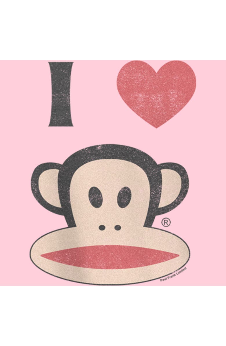 Paul Frank Girl's Paul Frank Distressed I Heart Julius Graphic T-Shirt, Alternate, color, Light Pink