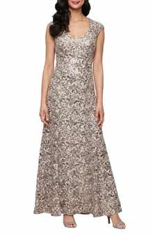 Alex Evenings Sequin Corded Lace Sleeveless Gown