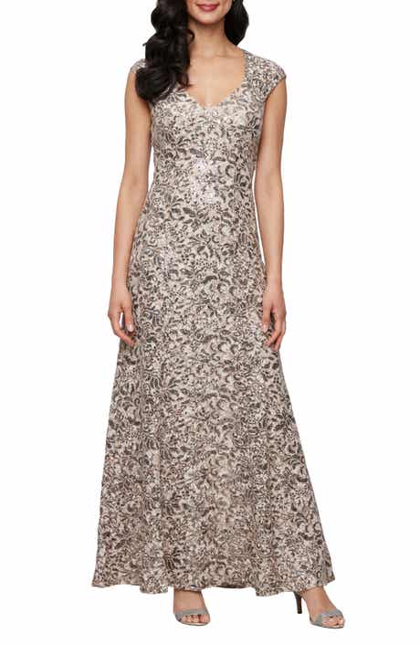 Alex Evenings Sequin Corded Lace Sleeveless Gown
