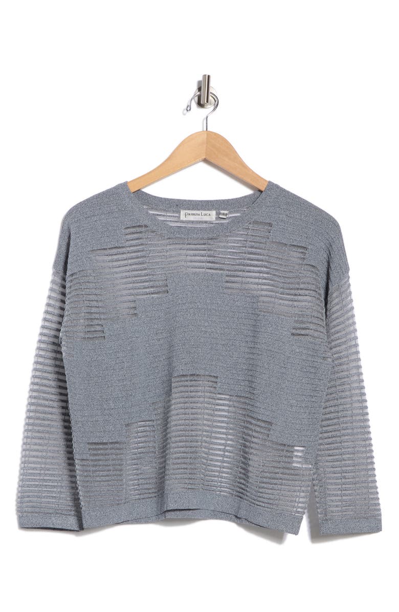 PATRIZIA LUCA Illusion Mesh Sweater, Alternate, color, Grey